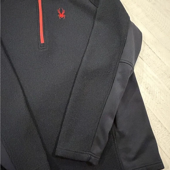 Spyder Sweater Men's XXL Black 1/4 Zip Pullover Long Sleeve - Picture 6 of 14